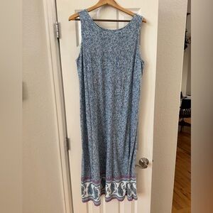 Sleeveless Blue Floral Maxi Dress